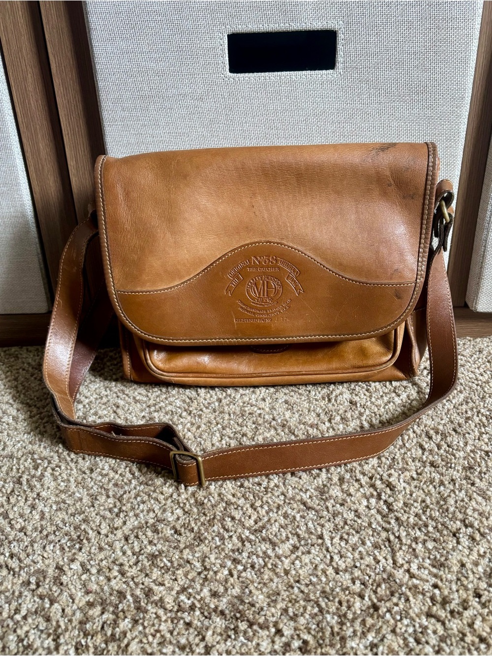 Vintage Ghurka Marley Hodgson No.58 The Catcher Leather Tan Bag Crossbody